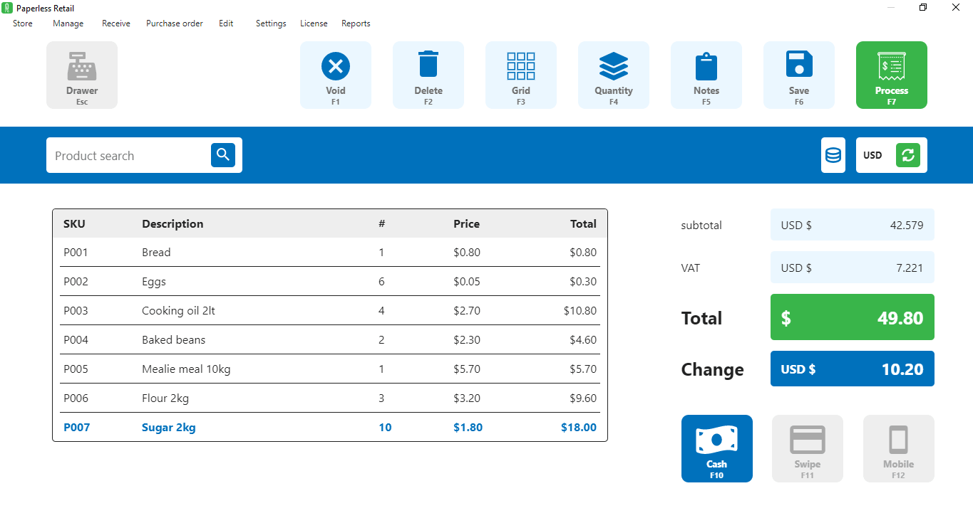 A screen displaying the free trial version of Paperless Retail software. . This software is provided by Paperless Integrated Solutions Private Limited, which is a registered company in Zimbabwe.